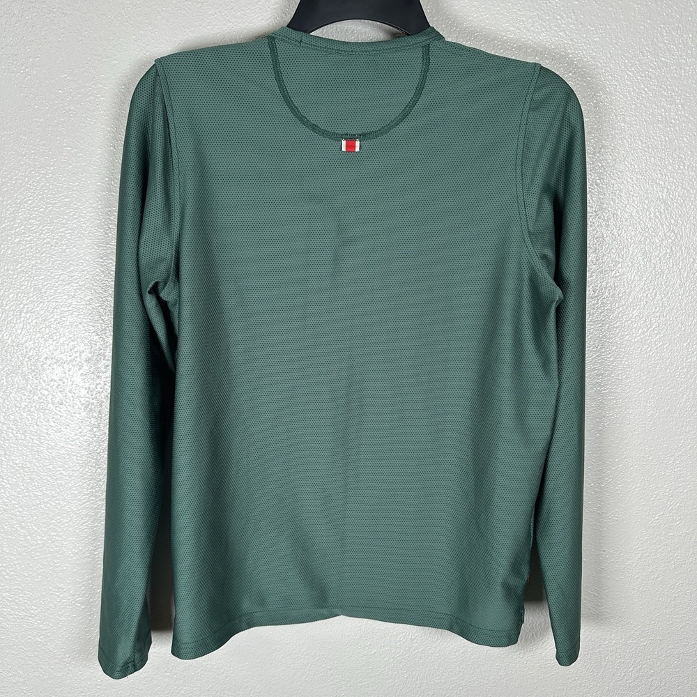 Tracksmith Van Cortlandt Long Sleeve Running Shirt Womens Small Green Mesh Sash - Picture 4 of 6